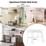 Loft Bunk Bed with Metal Ladder and Guardrail