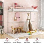 Loft Bunk Bed with Metal Ladder and Guardrail