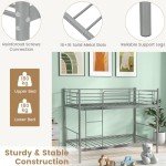 Metal Bunk Bed Frame with Safety Guardrails - Silver