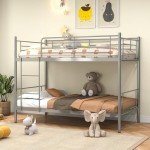 Metal Bunk Bed Frame with Safety Guardrails - Silver