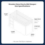 Kids Mid Sleeper Bunk Bed with Storage - White