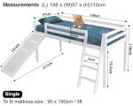 Cozy Solid Pine Kids Bunk Bed with Slide