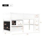 White House Bunk Bed with Ladder and Shelf