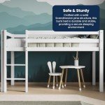 Kids Mid Sleeper Bunk Bed with Storage - White