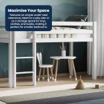 Kids Mid Sleeper Bunk Bed with Storage - White