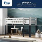 Kids Mid Sleeper Bunk Bed with Storage - White