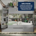 Triple Bunk Bed with Trundle for Kids - Grey