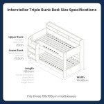 Triple Bunk Bed with Trundle for Kids - Grey