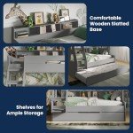 Triple Bunk Bed with Trundle for Kids - Grey