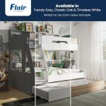 Triple Bunk Bed with Trundle for Kids - Grey