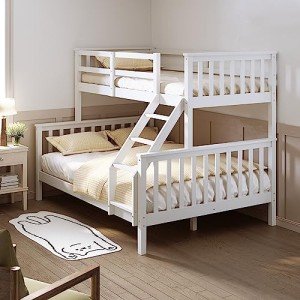 White Wooden Triple Sleeper Bunk Bed Frame
