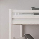 Solid White Wooden Bunk Bed Frame for Kids