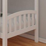 Solid White Wooden Bunk Bed Frame for Kids