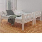 Solid White Wooden Bunk Bed Frame for Kids