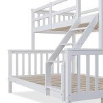 White Wooden Triple Sleeper Bunk Bed Frame