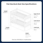 Sturdy Wooden Single Bunk Bed for Kids - Grey
