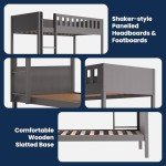 Sturdy Wooden Single Bunk Bed for Kids - Grey