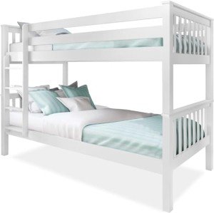 White Wooden Twin Bunk Beds for Kids