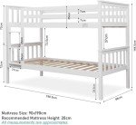 White Wooden Twin Bunk Beds for Kids