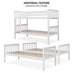 White Wooden Twin Bunk Beds for Kids