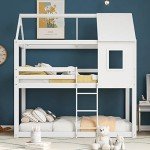 White Treehouse Bunk Bed for Kids