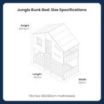 Jungle House Themed Kids Wooden Bunk Bed