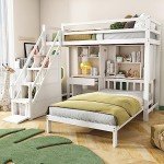 Wooden House Bunk Bed with Desk and Storage
