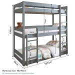 Triple Sleeper Wooden Bunk Bed for Kids