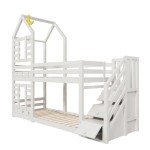 Kids' Bunk Bed with Storage and Window - White