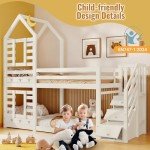 Kids' Bunk Bed with Storage and Window - White