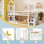 3FT Bunk Bed with Stairs and Storage - White