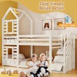3FT Bunk Bed with Stairs and Storage - White