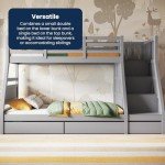 Triple Bunk Bed with Storage for Kids - Grey