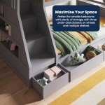 Triple Bunk Bed with Storage for Kids - Grey