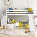 White Pine Bunk Bed with Slide and Stairs