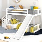 White Pine Bunk Bed with Slide and Stairs