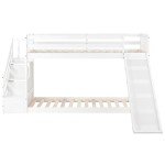 White Pine Bunk Bed with Slide and Stairs