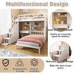 Wooden House Bunk Bed with Desk and Storage