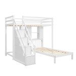 Wooden House Bunk Bed with Desk and Storage