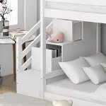 Kids' Bunk Bed with Stairs and Slide - White