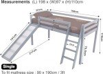 Kids Mid Sleeper Bunk Bed with Slide and Ladder