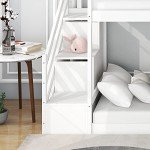 Kids' Bunk Bed with Stairs and Slide - White