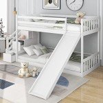 Kids' Bunk Bed with Stairs and Slide - White