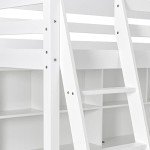 Kids' Bunk Bed with Stairs and Slide - White