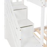 Kids Bunk Bed with Ladder and Slide, White