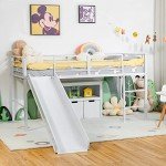Kids Mid Sleeper Loft Bed with Slide & Stairs