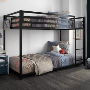 DHP Miles Black Metal Bunk Bed for Kids