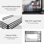 DHP Miles Black Metal Bunk Bed for Kids