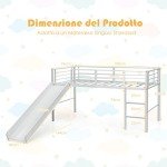 Kids Mid Sleeper Loft Bed with Slide & Stairs
