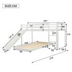 White Cabin Bunk Bed with Slide and Ladder